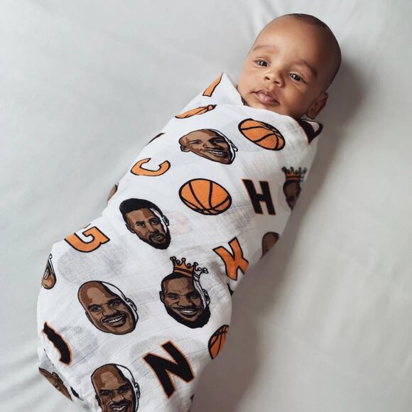 The Little Homie Other - Little Homie Baby Ball Before You Crawl Basketball Muslin Swaddle Blanket Cotton